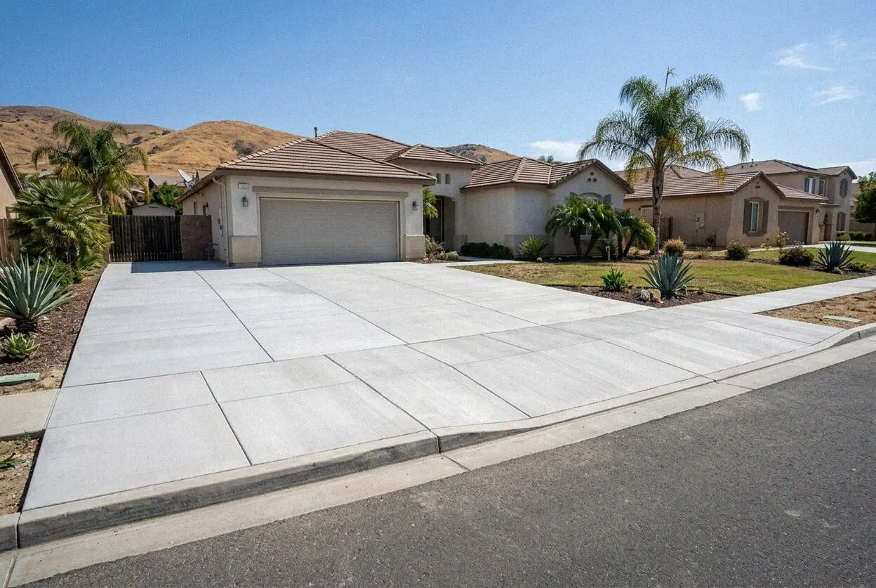 New concrete driveway with cut control joints at a Rubidoux home