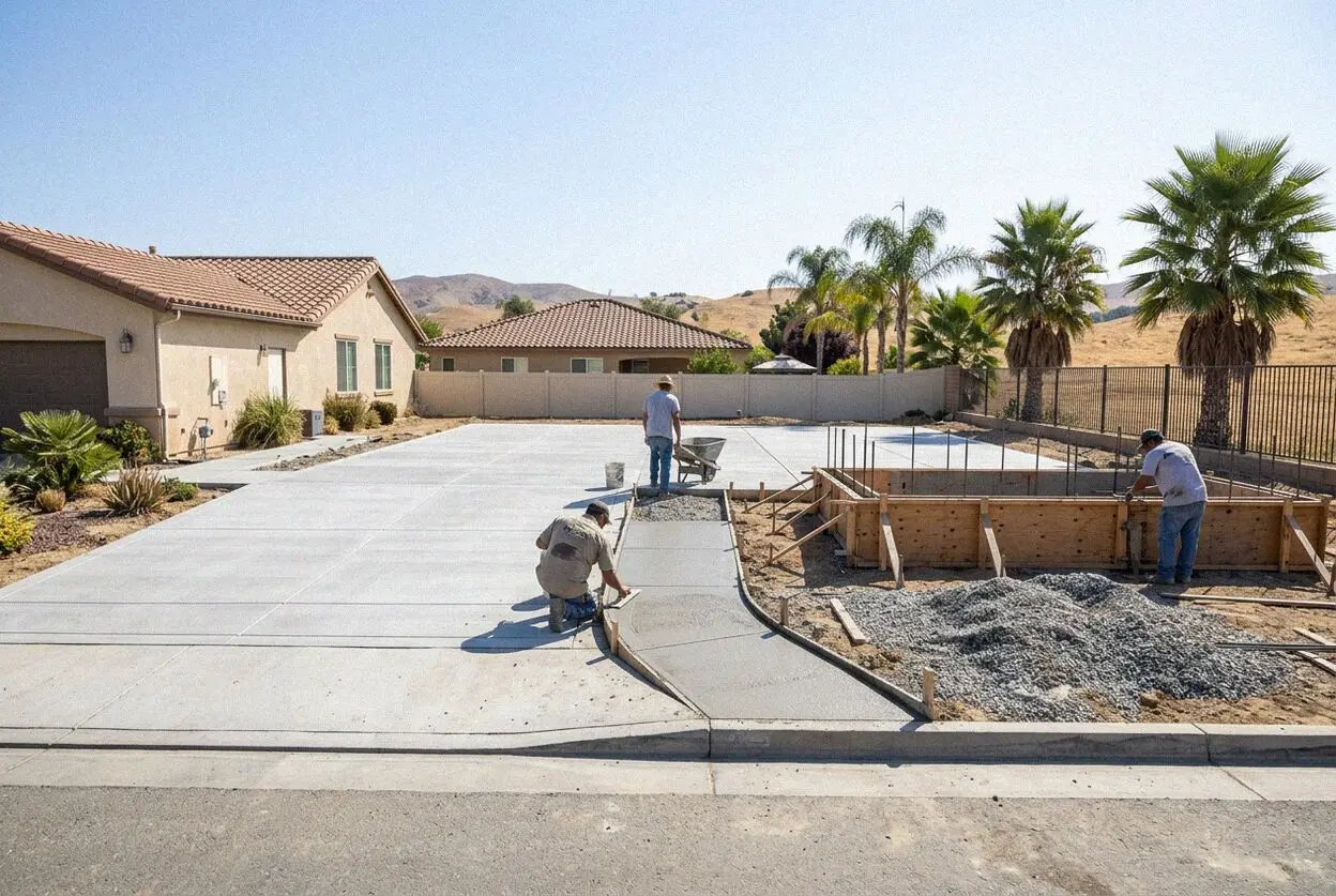 Formwork set for a new stem wall foundation at a Jurupa Valley house