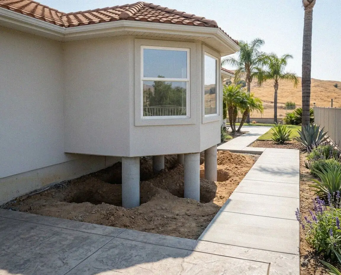 A raised concrete slab sitting back at grade in Jurupa Valley